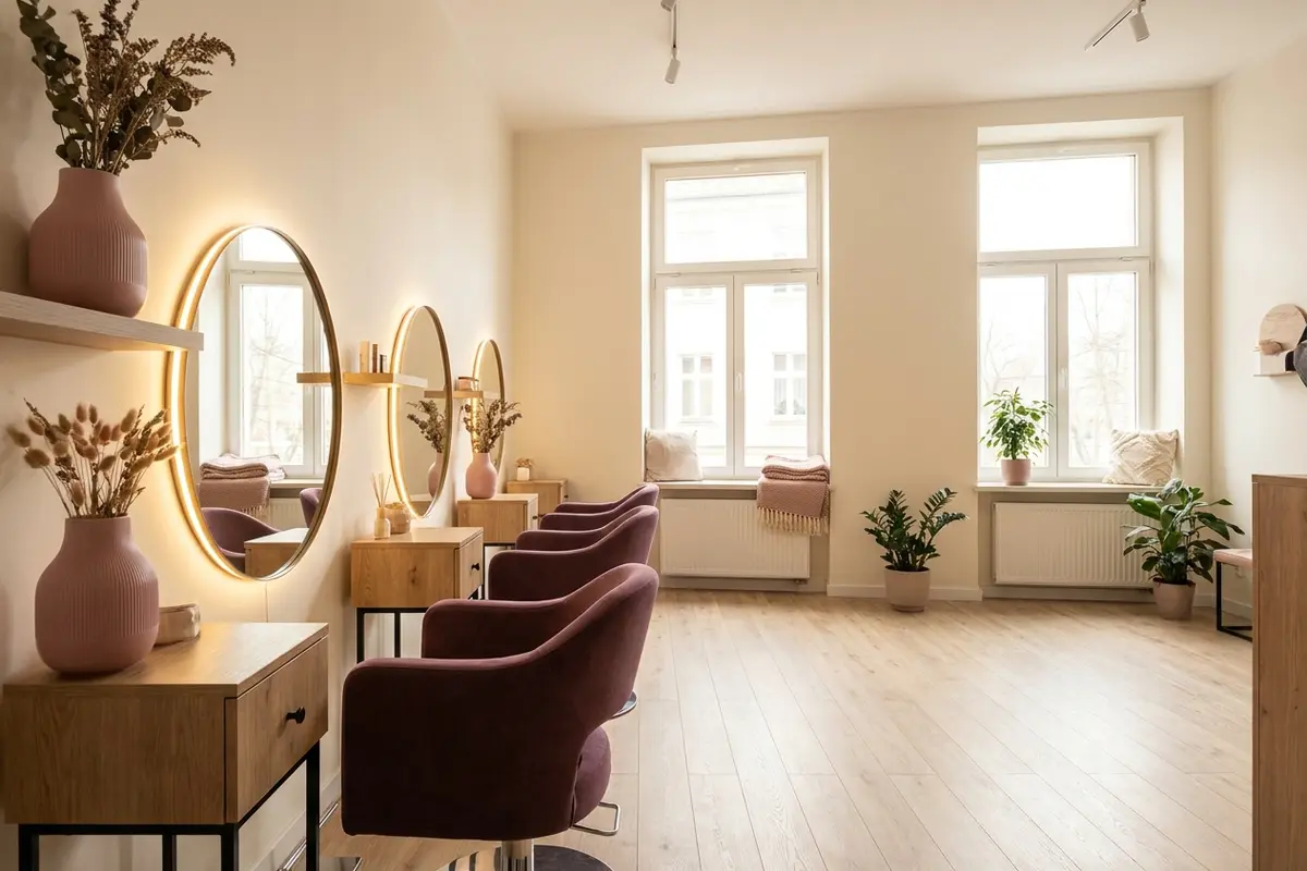 Przykładowe zdjęcie wnętrza salonu — zastąp je własnym